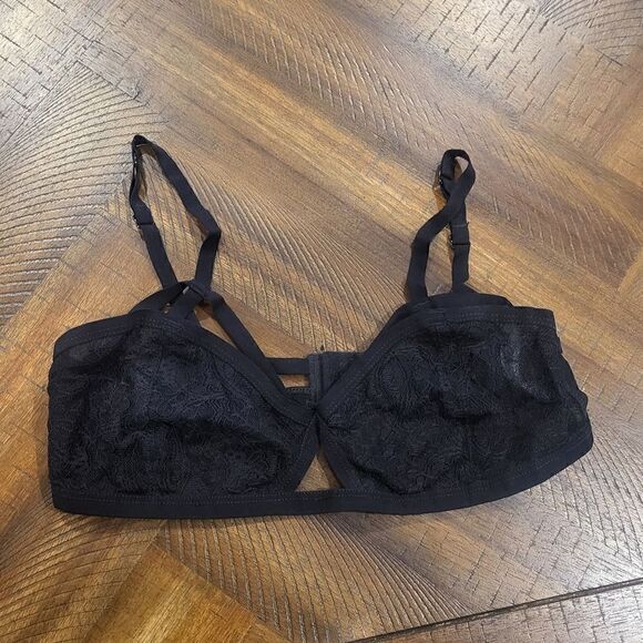 Silence + Noise Black Sheer Bra Large - Picture 1 of 6